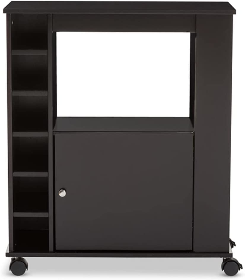 Baxton Studio Ontario Modern and Contemporary Wood Dry Bar and Wine Cabinet, Dark Brown