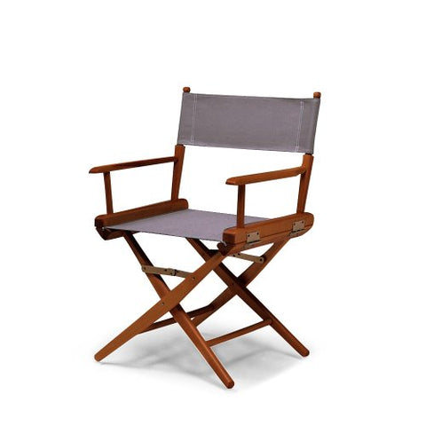 Telescope Casual World Famous Dining Height Director Chair With Walnut Stain Finish and Gray Fabric