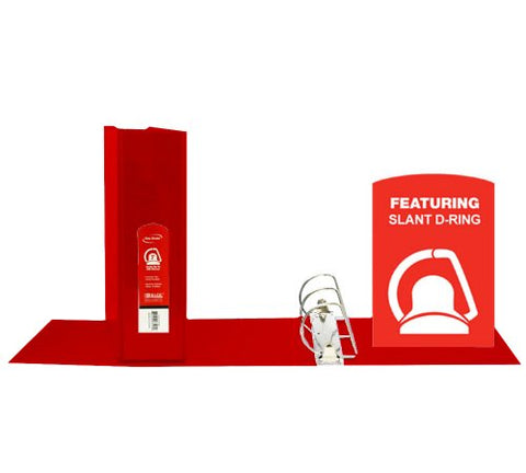 BAZIC 3&#34; Red Slant-D Ring View Binder w/ 2 Pockets (4163)