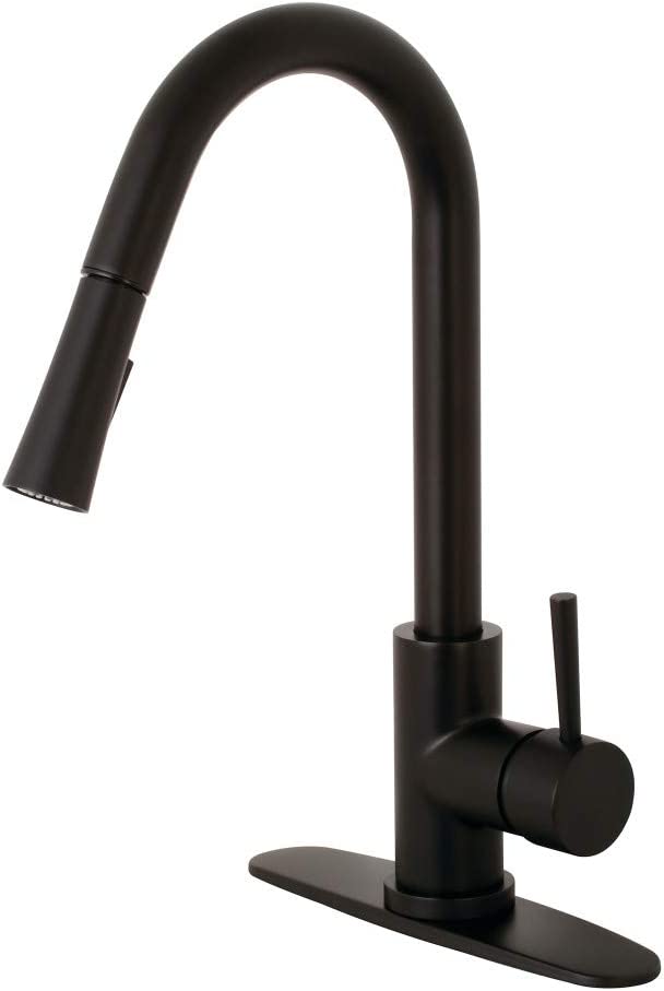 Kingston Brass LS8620DL Concord Pull-Down Sprayer Kitchen Faucet, Matte Black