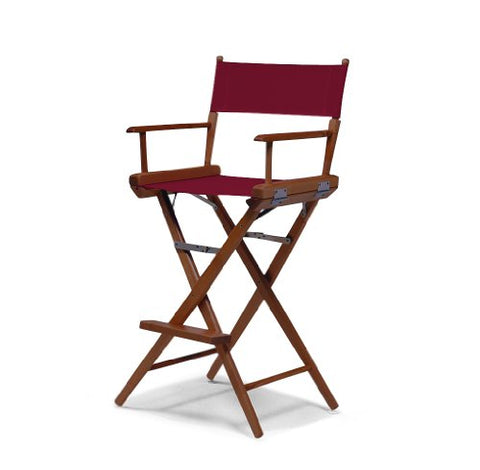 Telescope Casual World Famous Bar Height Director Chair With Walnut Stain Finish and Burgundy Fabric