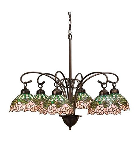 31Inch Wide Tiffany Cabbage Rose 6 Light Chandelier