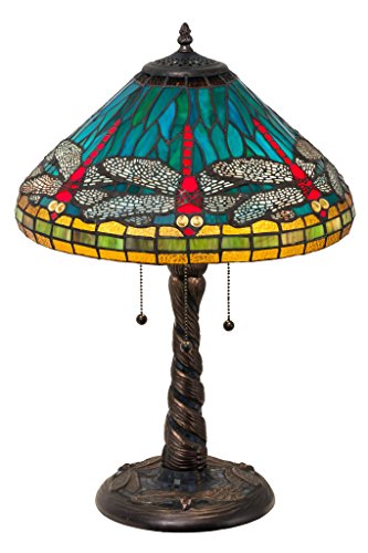 21InchH Tiffany Dragonfly w/ Twisted Fly Mosaic Base Table Lamp