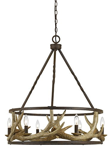 60W X 6 Antler Chandelier - Rust