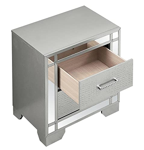 Madison 2-Drawer Silver Champagne Nightstand (26 in. H x 17 in. W x 23 in. D)