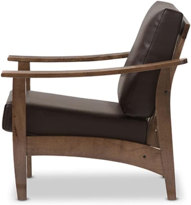 Baxton Studio Pierce Mid-Century Modern 1-Seater Lounge Chair Dark Brown/Contemporary/Walnut Brown
