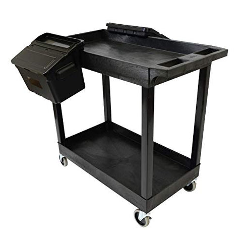 32 in. x 18 in. Tub Cart - Two Shelves with Outrigger Utility Cart Bins - Black