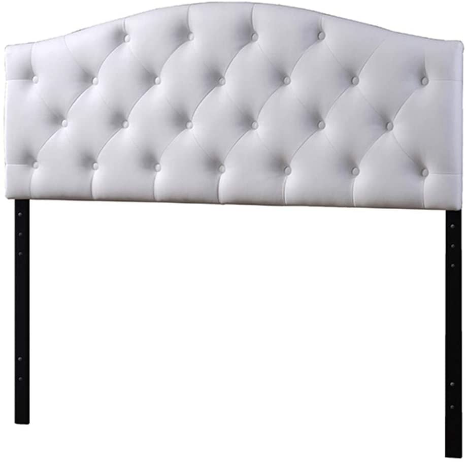 Baxton Studio Myra Modern and Contemporary Queen Size White Faux Leather Upholstered Button-tufted Scalloped Headboard