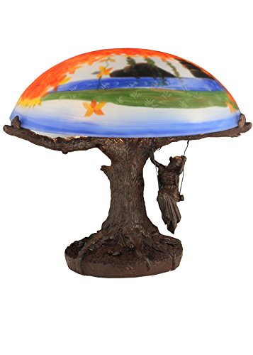 15 inches H Maxfield Parrish Reveries Reverse Painted Table Lamp