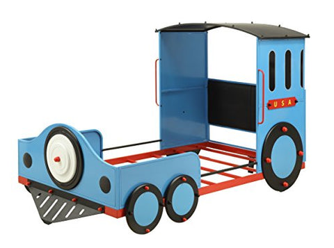 ACME Tobi Twin Bed - 37560T - Blue/Red &amp; Black Train