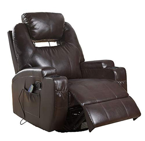 ACME Recliner with Massage, Brown PU