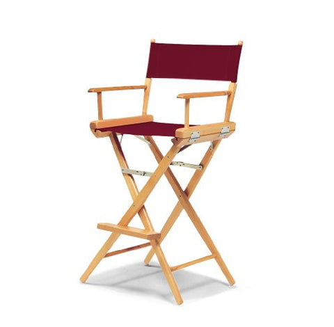 Telescope Casual World Famous Bar Height Director Chair With Varnish Finish and Burgundy Fabric