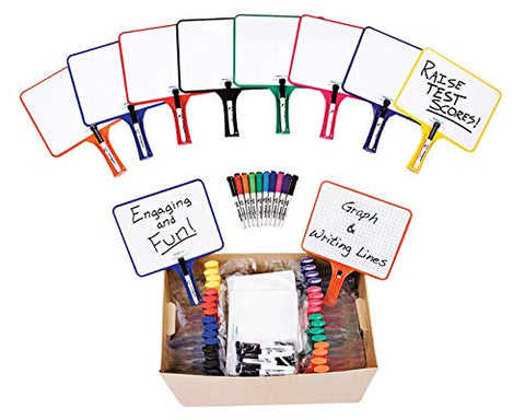 KleenSlate Deluxe Dry Erase Response Paddle Kit, Blank/Graph, Pack of 32
