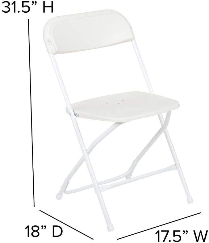 Flash Furniture Hercules√É¬¢√¢‚Ç¨≈æ√Ç¬¢ Series Plastic Folding Chair - White - 2 Pack 650LB Weight Capacity Comfortable Event Chair-Lightweight Folding Chair