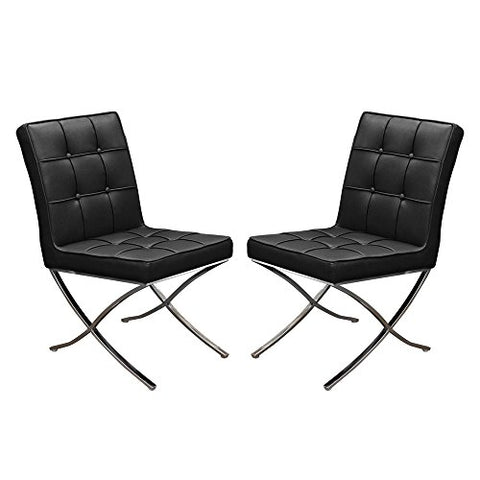 Set of (2) Cordoba Tufted Dining Chair w/ Stainless Steel Frame by Diamond Sofa - Black