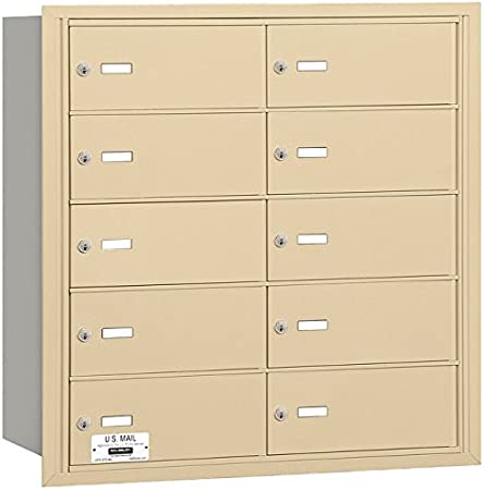 Salsbury Industries 3610SRU 4B Plus Horizontal Mailbox, 10 B Doors, Rear Loading, USPS Access, Sandstone