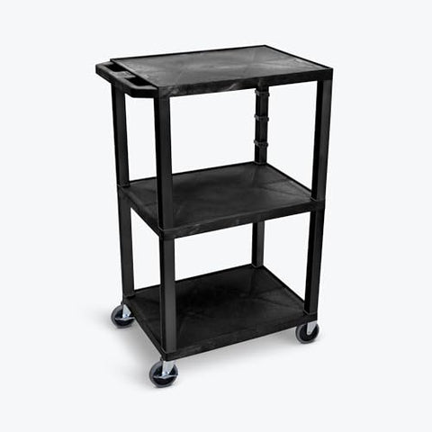 42 in.H 3-Shelf Utility Cart - Electric Black - Black