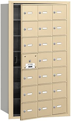 Salsbury Industries 3621SFU 4B Plus Horizontal Mailbox, 21 A Doors 20 Usable, Front Loading, USPS Access, Sandstone