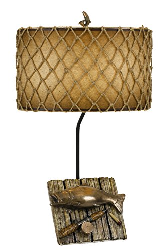 150W Fishing Resin Table Lamp - Cast Bronze