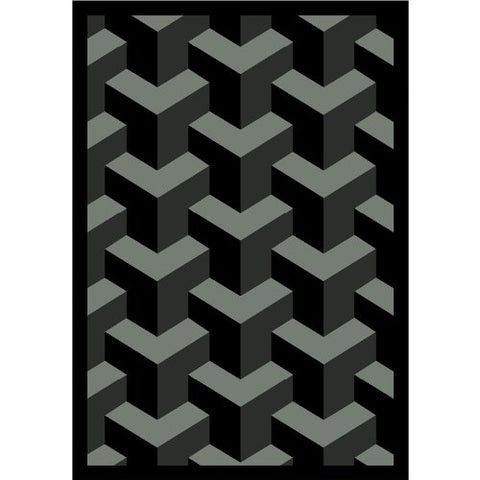 Joy Carpets Kaleidoscope Rooftop Whimsical Area Rugs, 64-Inch by 92-Inch by 0.36-Inch, Black