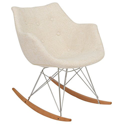 LeisureMod Willow Fabric Eiffel Base Modern Rocking Chair, Single, Grey