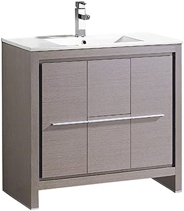 Fresca Allier 36" Gray Oak Modern Bathroom Cabinet w/Sink