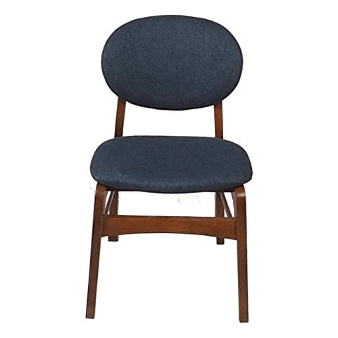 Ouuuhlala Lily Dark Blue Rubber Wood Fabric Dining Chair with Brown Leg (Set of 2)
