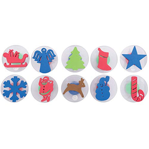 READY 2 LEARN Giant Stampers - Christmas Shapes - Set of 10 - Easy to Hold Foam Stamps for Kids - Arts and Crafts Stamps for Displays, Posters, Signs and DIY Projects