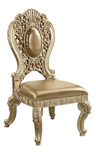 Seville Tan PU & Gold Finish Side Chair (Set-2) - DN00458