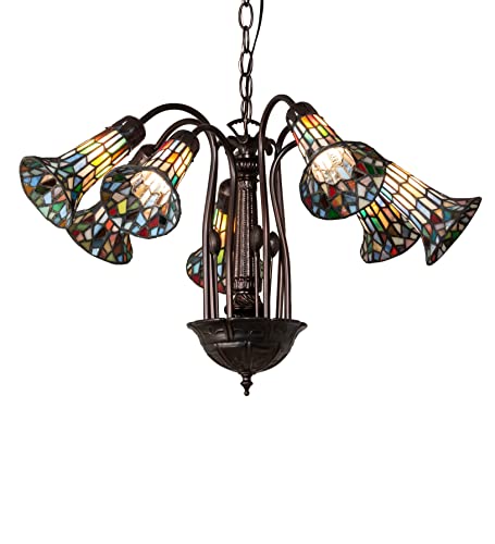 26 inches Wide Tiffany Pond Lily 7 Light Chandelier