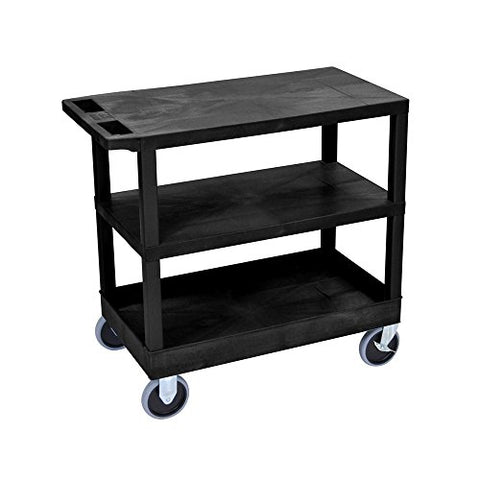 32 in. x 18 in. Cart - Two Flat/One Tub Shelves - Black