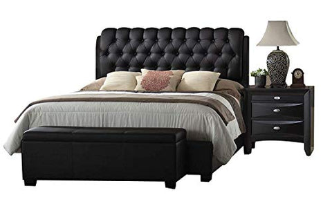 ACME Ireland Bed with Black PU Finish, Eastern King