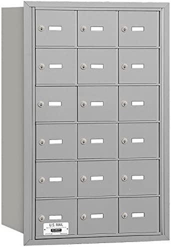 Salsbury Industries 3618ARP 4B Plus Horizontal Mailbox, 18 A Doors, Rear Loading, Private Access, Aluminum