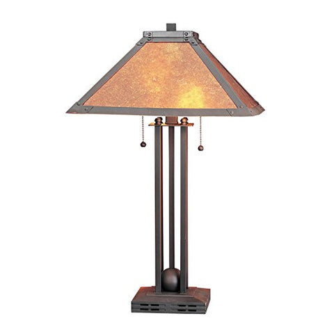 60W X 2 Table Lamp W/Mica Shade - Rust