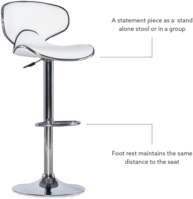 Powell Furniture Adjustable Barstool, White