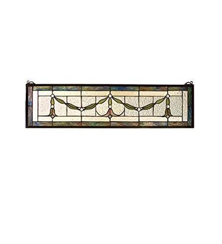 32InchW X 8InchH Garland Swag Stained Glass Window