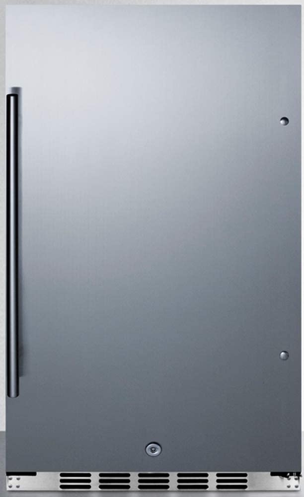 Summit Appliance FF195H34 Commercially Approved ENERGY STAR Certified All-Refrigerator for Built-in or Freestanding Use with Auto Defrost, Stainless Steel Door, Lock and Black Cabinet