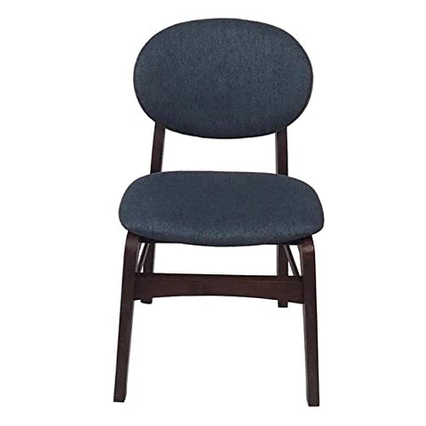 Ouuuhlala Lily Dark Blue and Espresso Rubber Wood Fabric Dining Chair with Espresso Leg (Set of 2)
