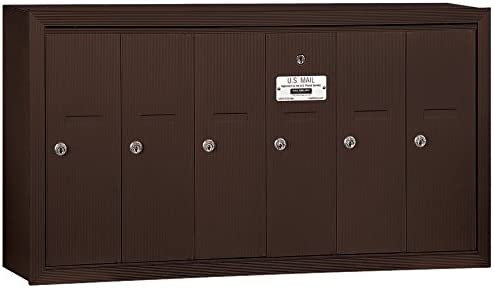 Salsbury Industries 3506ZSP Surface Mounted Vertical Mailbox with Master Commercial Lock, Private Access and 6 Doors, Bronze