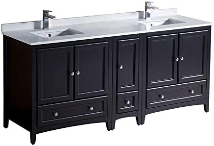 Fresca Oxford 71" Espresso Traditional Double Sink Bathroom Cabinets