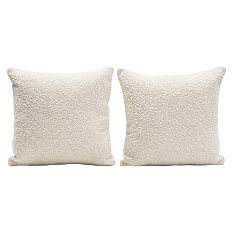 Set of (2) 16 Square Accent Pillows in Bone Boucle Textured Fabric by Diamond Sofa
