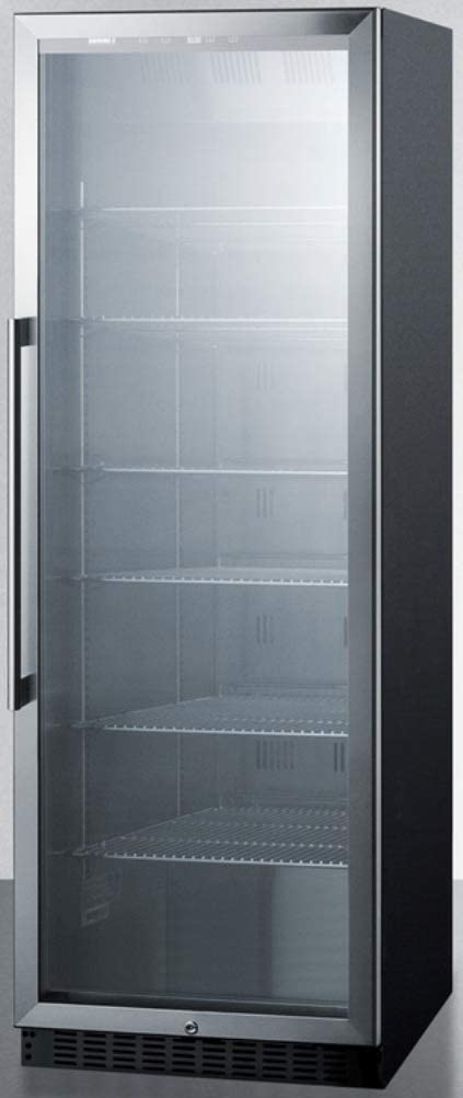 Summit Appliance SCR1401 Full-Size Commercial Beverage Merchandiser with Stainless Steel Interior, Digital Thermostat, Frost-Free Operation, Self-Closing Glass Door, Lock and Black Cabinet