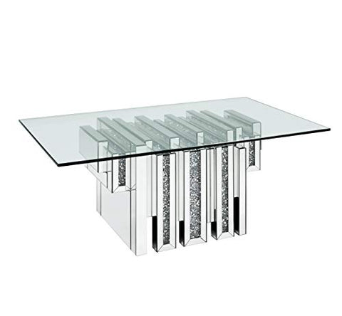 Acme Furniture Noralie Coffee Table, Mirrored &amp; Faux Diamonds