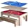 Hathaway Newport 7-ft Pool Table Tennis Combination with Dining Top, Two Storage Benches with Accessories - Driftwood