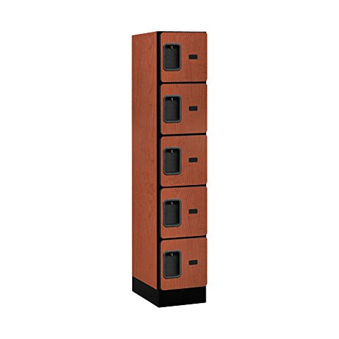 12Inches  Wide Five Tier Box Style Designer Wood Locker - 1 Wide - 5 Feet High - 18 Inches Deep - Cherry