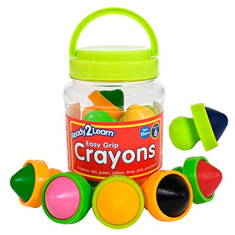 READY 2 LEARN Easy Grip Crayons - 6 Colors - 18m+ - Non-Toxic Toddler Crayons - Easy to Hold - Refills Available - New and Improved 2022 Version
