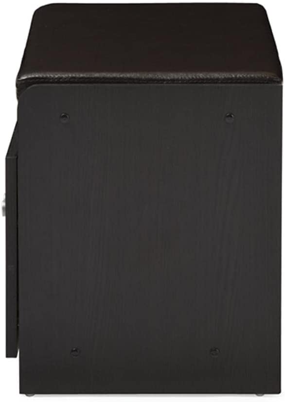 Baxton Studio Margaret Modern &amp; Contemporary Wood 2-Door Shoe Cabinet with Faux Leather Seating Bench, Dark Brown