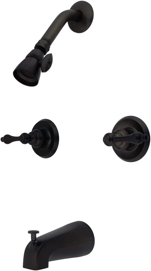 Kingston Brass KB245AL Twin Handle Tub and Shower Faucet with Decor Lever Handle, Oil Rubbed Bronze,5-Inch Spout Reach , Oil-Rubbed Bronze