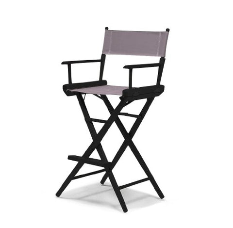 Telescope Casual World Famous Bar Height Director Chair With Black Finish and Gray Fabric