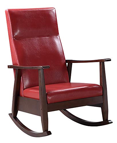 Acme Furniture Raina Rocking Chair, Dark Brown PU &amp; Espresso Finish